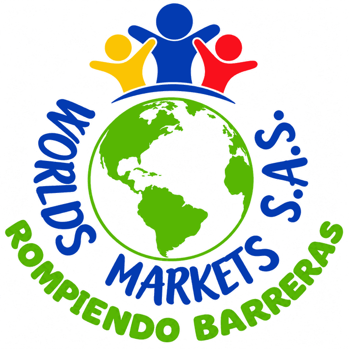 Logo de Proyectos Educativos WM: figuras humanas de colores y un globo terráqueo con el lema Rompiendo Barreras
